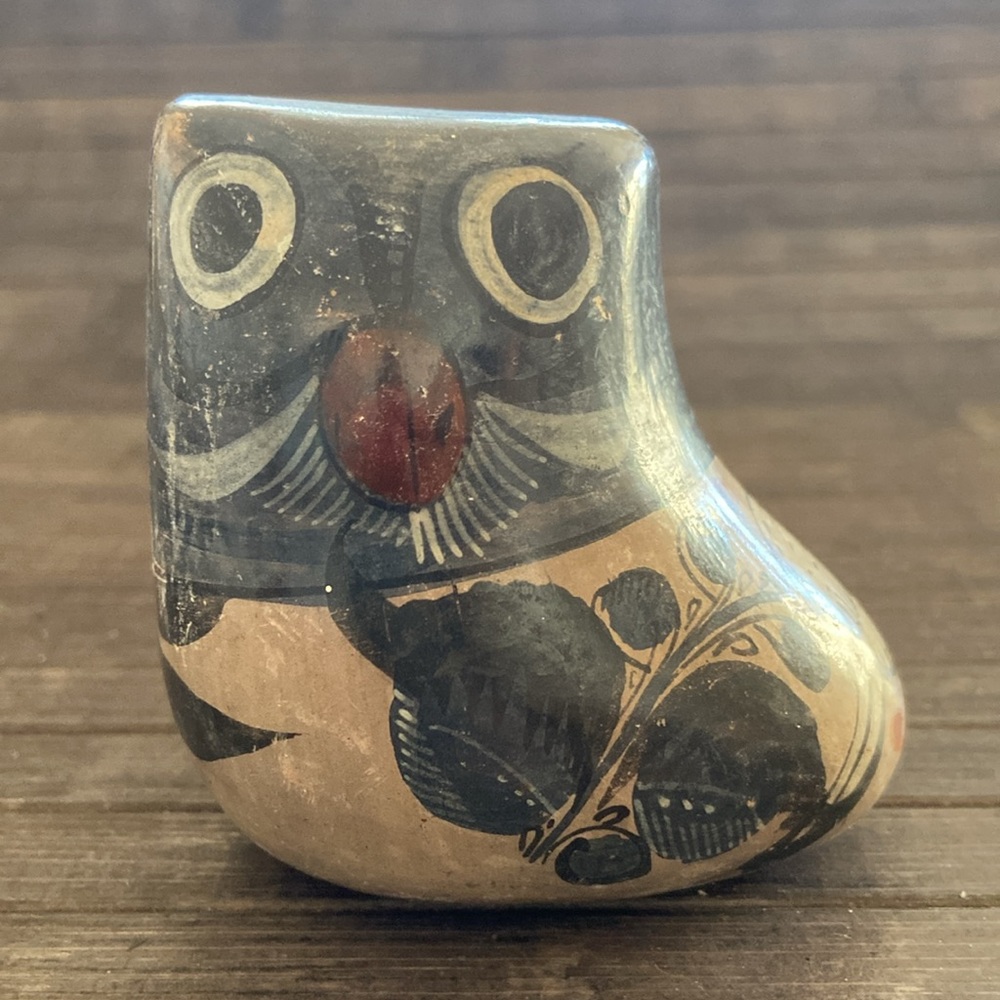 Vintage Mexican Tonala Hand-Painted Clay Owl Figures (Set of 2) - Picture 7 of 11